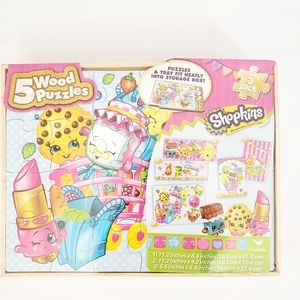 3/$25 New Shopkins 5 puzzles in wood box